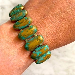 Patina and goldstone link bracelet